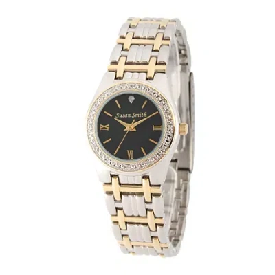 Fine Jewelry Personalized Dial Womens Diamond-accent Two-tone Bracelet Watch In Silver