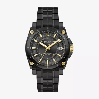 Bulova Luxury Icon Mens Black Stainless Steel Bracelet Watch 98b408 In Black