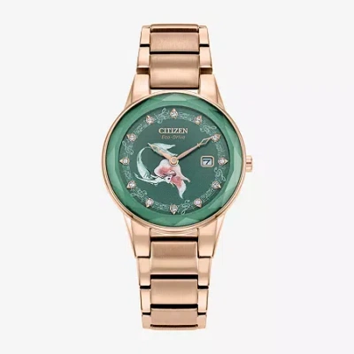 Citizen Ariel Princess The Little Mermaid Womens Rose Goldtone Stainless Steel Bracelet Watch Ga1073-63w In Multi