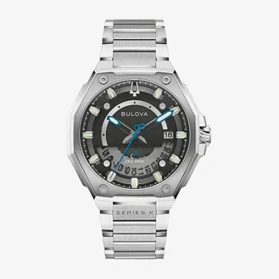 Bulova Mens Silver Tone Stainless Steel Bracelet Watch 98b456 In Metallic