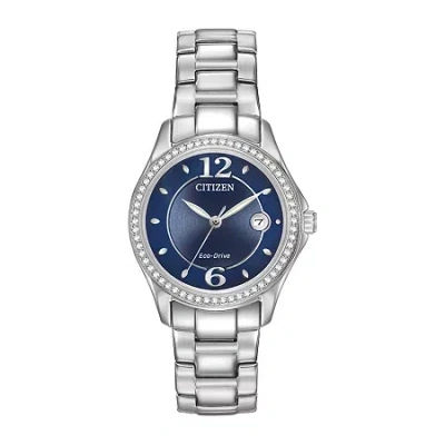 Citizen Silhouette Crystal Womens Crystal Accent Silver Tone Stainless Steel Bracelet Watch Fe1140-86l In Metallic