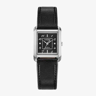 Citizen Dress/classic Womens Black Leather Strap Watch Ew5600-01e In Transparent
