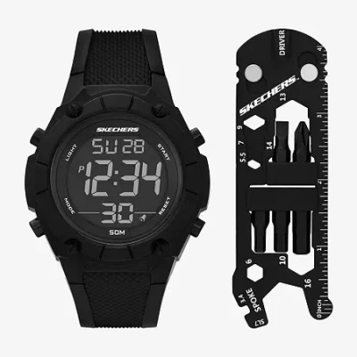 Skechers Mens Black 2-pc. Watch Boxed Set Sr8507 In Black