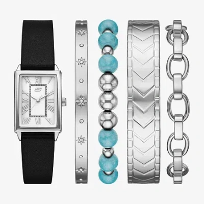 Skechers Womens Black 5-pc. Watch Boxed Set Sr9132 In Black