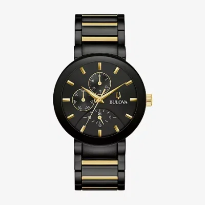 Bulova Mens Chronograph Two Tone Stainless Steel Bracelet Watch 98c149 In Black