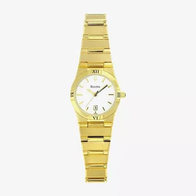 Bulova Womens Gold Tone Stainless Steel Bracelet Watch 97m100 In Gold