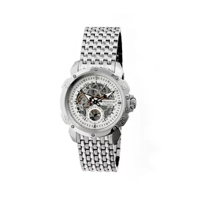 Heritor Automatic Carter Mens Skeleton Dial Bracelet Watch-silver Tone Watch In Silver