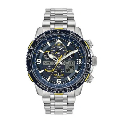 Citizen Promaster Skyhawk A-t Mens Silver Tone Stainless Steel Bracelet Watch Jy8078-52l In Blue