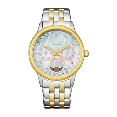 Citizen Calendrier Womens Diamond Accent Two Tone Stainless Steel Bracelet Watch Fd0004-51d In Multi