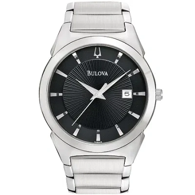 Bulova Classic Mens Silver Tone Stainless Steel Bracelet Watch 96b149 In Transparent