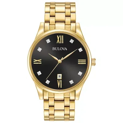 Bulova Classic Mens Gold Tone Stainless Steel Bracelet Watch 97d108 In Gold