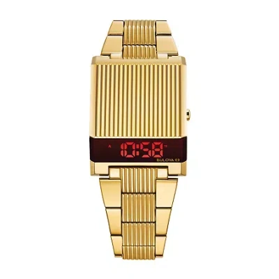 Bulova Computron Mens Digital Gold Tone Stainless Steel Bracelet Watch 97c110 In Transparent
