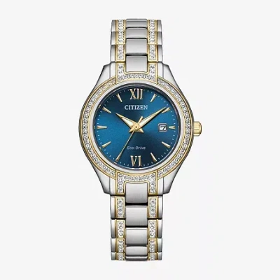 Citizen Silhouette Crystal Womens Crystal Accent Two Tone Stainless Steel Bracelet Watch Fe1234-50l In Metallic