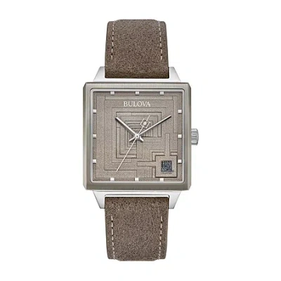 Bulova Mens Leather Strap Watch 96a314 In Transparent