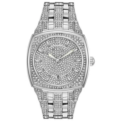 Bulova Phantom Mens Silver Tone Stainless Steel Bracelet Watch 96b296 In Transparent