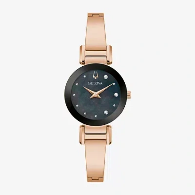 Bulova Marc Anthony Modern Bangle Womens Diamond Accent Rose Goldtone Stainless Steel Bangle Watch 97p163 In Gold