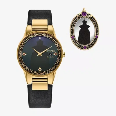 Citizen Princess Evil Queen Snow White Womens Black Leather Strap Watch Ga1082-46w In Black