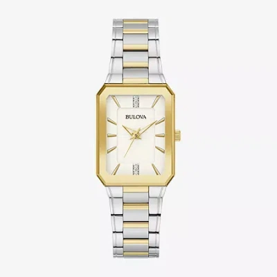 Bulova Womens Diamond Accent Two Tone Stainless Steel Bracelet Watch 98p209 In Metallic