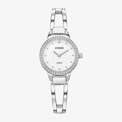 Citizen Quartz Womens Silver Tone Stainless Steel Bangle Watch Ez7011-88a In White