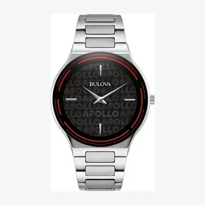 Bulova Apollo Special Edition Mens Silver Tone Stainless Steel Bracelet Watch 96a296 In Transparent