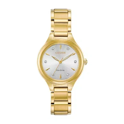 Citizen Corso Womens Diamond Accent Gold Tone Stainless Steel Bracelet Watch Fe2102-55a In Gold