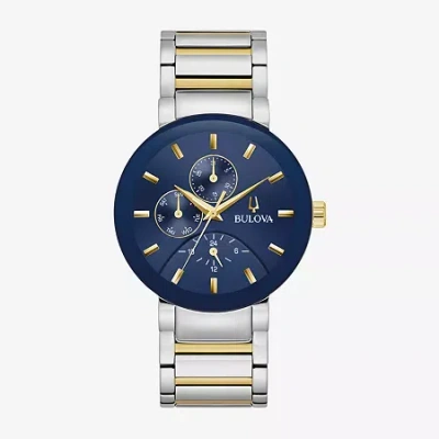 Bulova Mens Chronograph Two Tone Stainless Steel Bracelet Watch 98c148 In Transparent