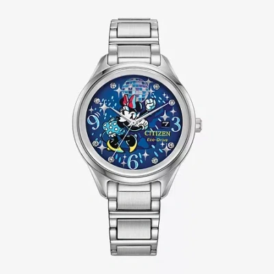 Citizen Minnie Mouse Womens Silver Tone Stainless Steel Bracelet Watch Fe6106-52w In Metallic