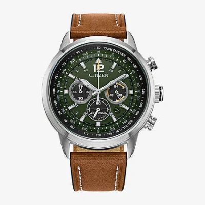 Citizen Avion Mens Chronograph Brown Leather Strap Watch Ca4477-08x In Brown