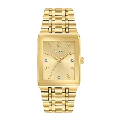 Bulova Quadra Mens Stainless Steel Bracelet Watch 97d120 In Gold