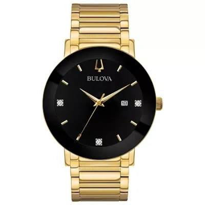 Bulova Futuro Mens Diamond Accent Gold Tone Stainless Steel Bracelet Watch 97d116 In Gold