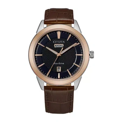 Citizen Mens Brown Leather Strap Watch Aw0096-06l In Brown