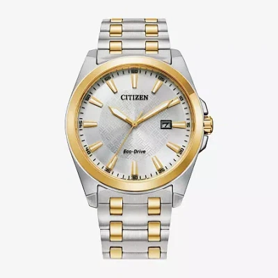 Citizen Peyten Mens Two Tone Stainless Steel Bracelet Watch Bm7534-59a In Silver