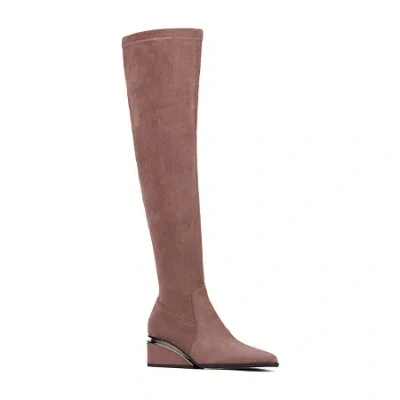 Torgeis Womens Madaline Block Heel Over The Knee Boots In Burgundy