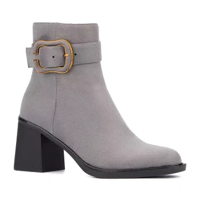 Torgeis Womens Melody Block Heel Booties In Gray