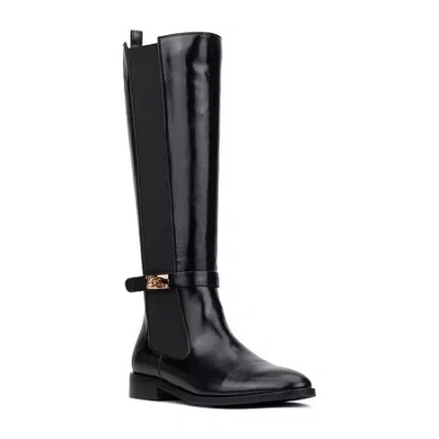 Torgeis Womens Reilly Block Heel Riding Boots In Black