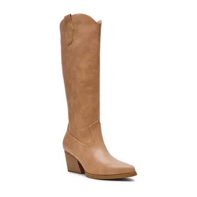 Dv8 Womens Kyna Stacked Heel Cowboy Boots In Neutral