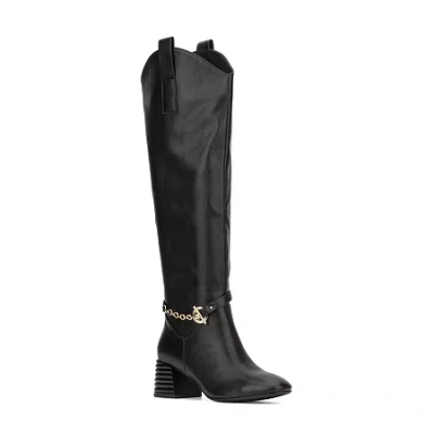 Torgeis Womens Elenora Stacked Heel Dress Boots In Black
