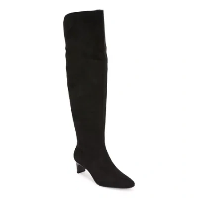 Worthington Womens Palmetto Stacked Heel Over The Knee Boots In Black