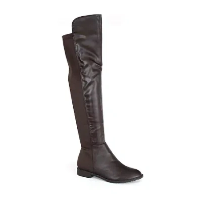 Yoki Womens Erin-12 Stacked Heel Over The Knee Boots In Brown