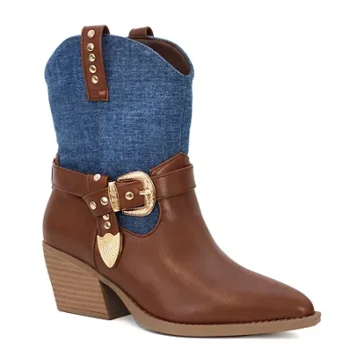 Yoki Womens Stacked Heel Booties In Multi