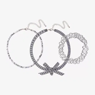 Arizona Gingham Womens Bow 3-pc. Necklace Set In Metallic