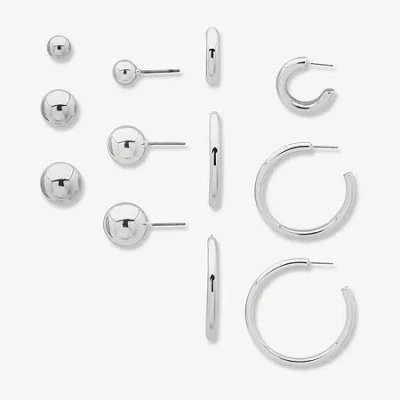 Worthington Silver Tone Womens 6 Pair Earring Set In Metallic