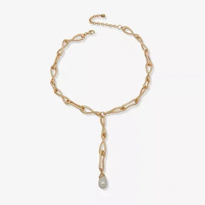 Worthington Gold Tone Womens 18 Inch Y Necklace In Gold