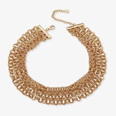 Worthington Gold Tone Womens 17 Inch Collar Necklace In Gold