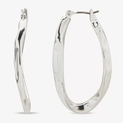 Worthington Womens 38.1mm Hoop Earrings In Silver