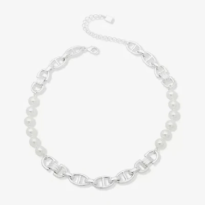Worthington Silver Tone Womens 17 Inch Collar Necklace In Silver