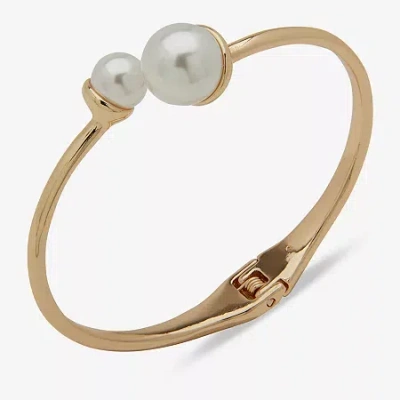 Worthington Gold Tone & Pearl Hinge Womens Cuff Bracelet In Gold