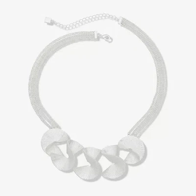 Worthington Silver Tone Womens 17 Inch Collar Necklace In Silver