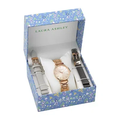 Laura Ashley Womens Stainless Steel Watch Boxed Set Lass1107rg In Gold