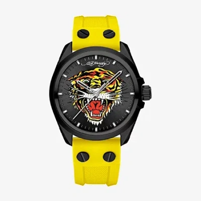 Ed Hardy Mens Yellow Strap Watch 50457b-42-f19 In Animal Print